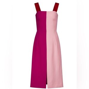 Authentic Dolce & Gabbana wool Knee-Length pink and red color block dress